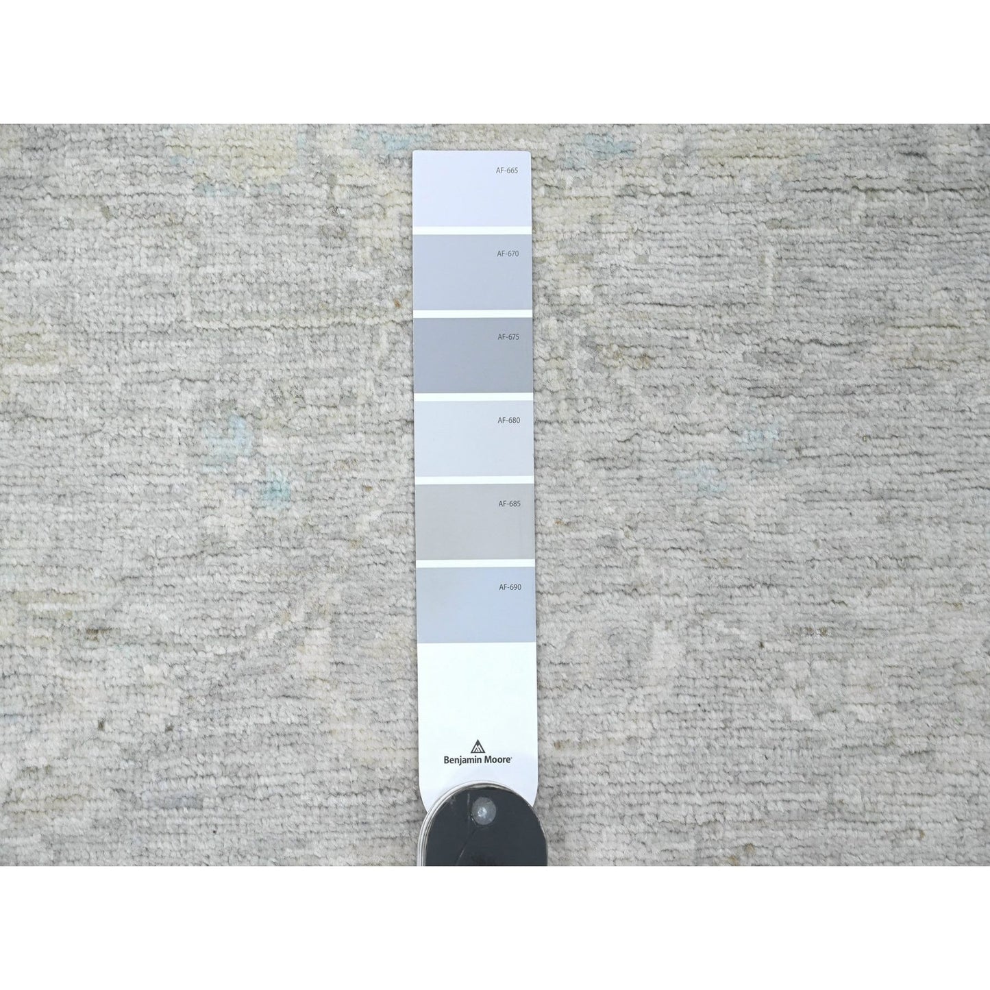 2'6"X5'9" Gray Washed Peshawar Leaf Design Wool Hand Knotted Runner Rug