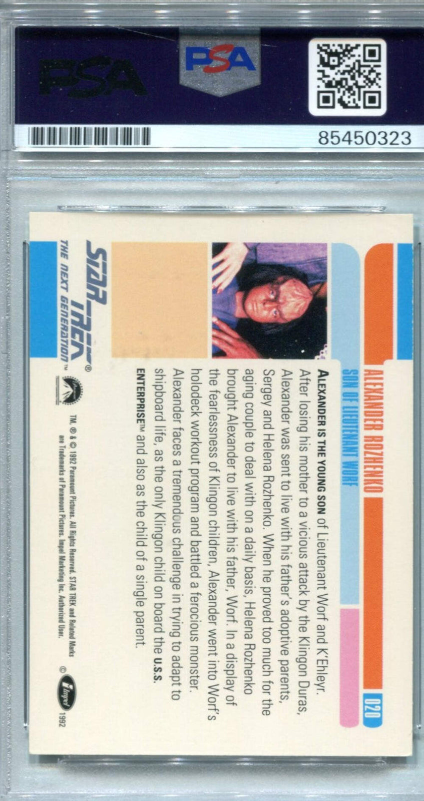 Brian Bonsall 1992 Stark Trek The Next Generation Psa Authentic Auto Card