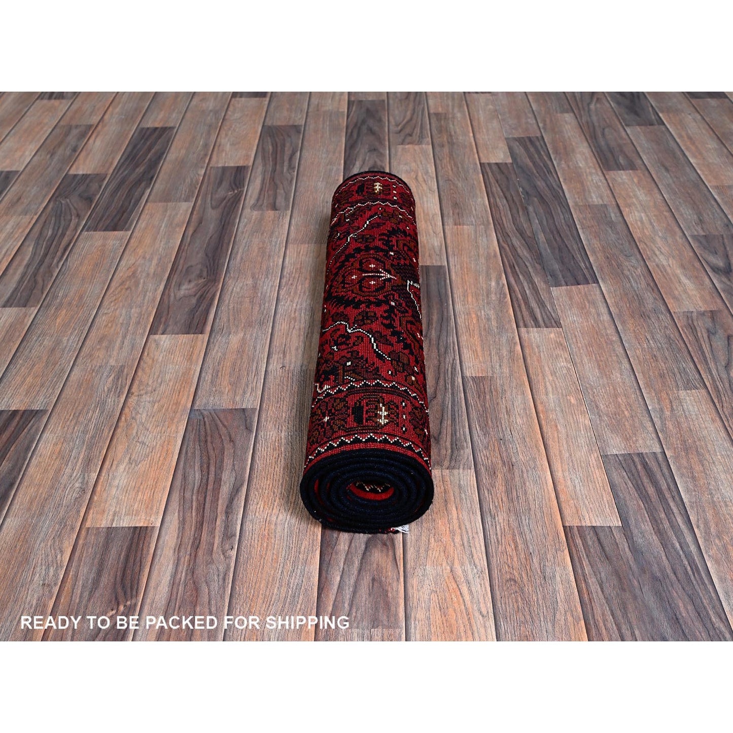 2'3"X5'2" Red Hand Knotted Afghan Khamyab Tribal Design All Wool Runner Rug