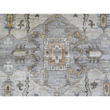 10'X13'8" Cedar Brown Seeripe Heris Revival Ghazni Wool Hand Knotted Rug