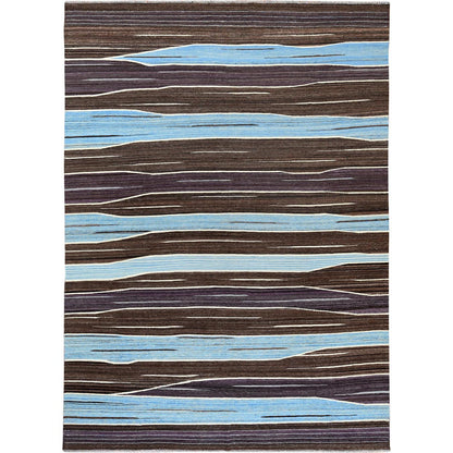 9'6"X12' Hand Woven Blue Mountain Design Flat Weave Kilim Reversible Rug
