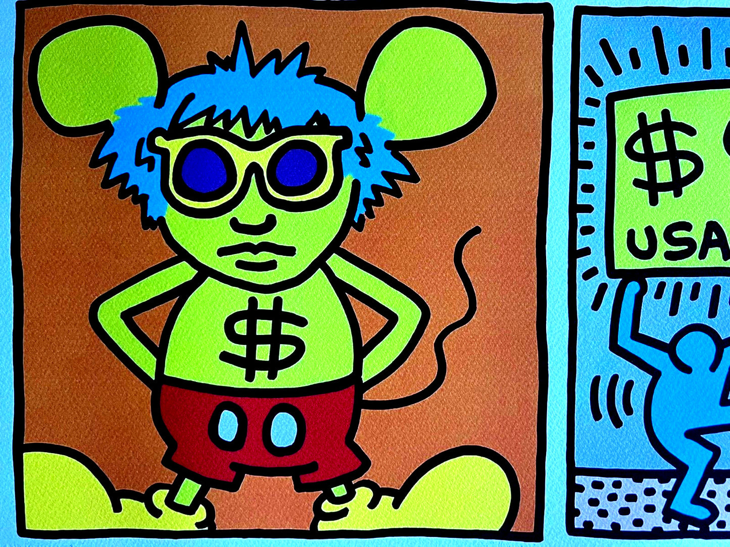 Keith-Haring Lithograph From An Painting - Coa Signed Pen - Numbered A Hand