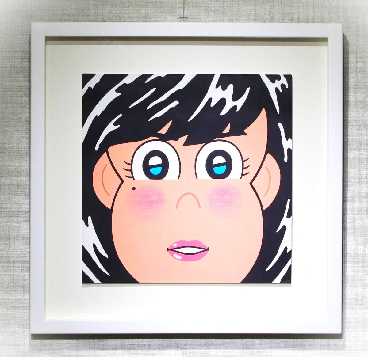 Original Painting Signed Framed Acrylic Paper Japan Face