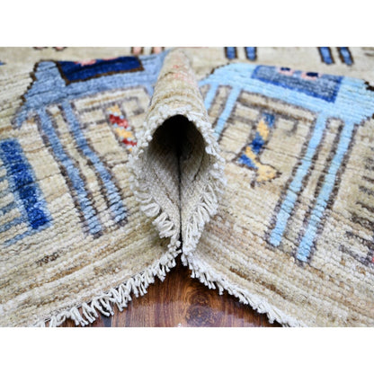 8'2"X9'9" Beige Anatolian Village Inspired Wool Hand Knotted Rug
