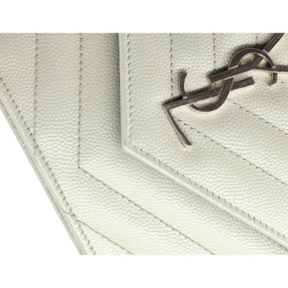 Saint Laurent Classic Monogram Wallet On Chain Matelasse Chevron Leather Small