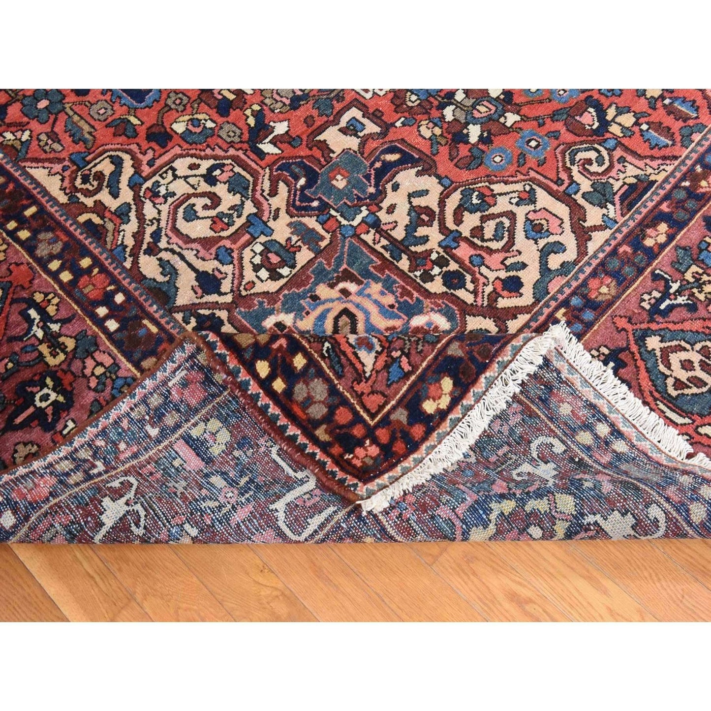 10'X12'4" Red Semi Antique Zoroastrian Bakhtiarjoon Wool Hand Knotted Rug