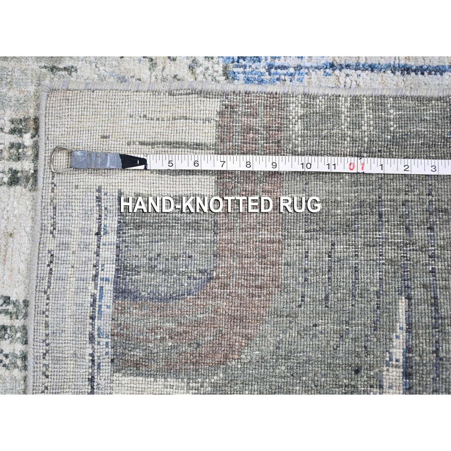 4'X10'2" The Intertwined Passage Wide Runner Silk With Textured Wool Rug