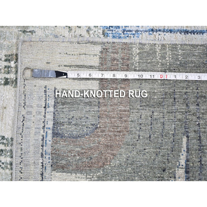 4'X10'2" The Intertwined Passage Wide Runner Silk With Textured Wool Rug