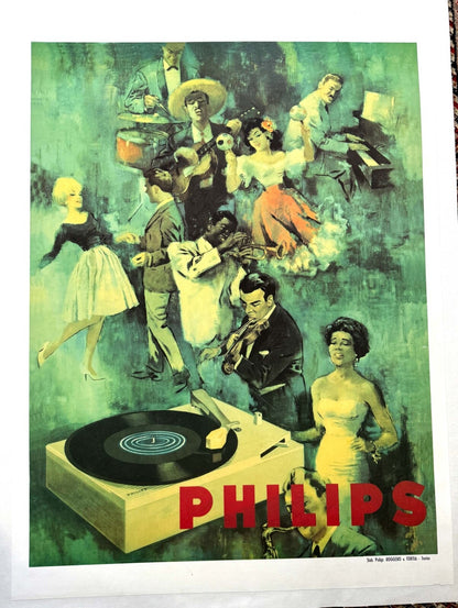 Philips Records Music Poster 1950 Musicians Singers Dancers