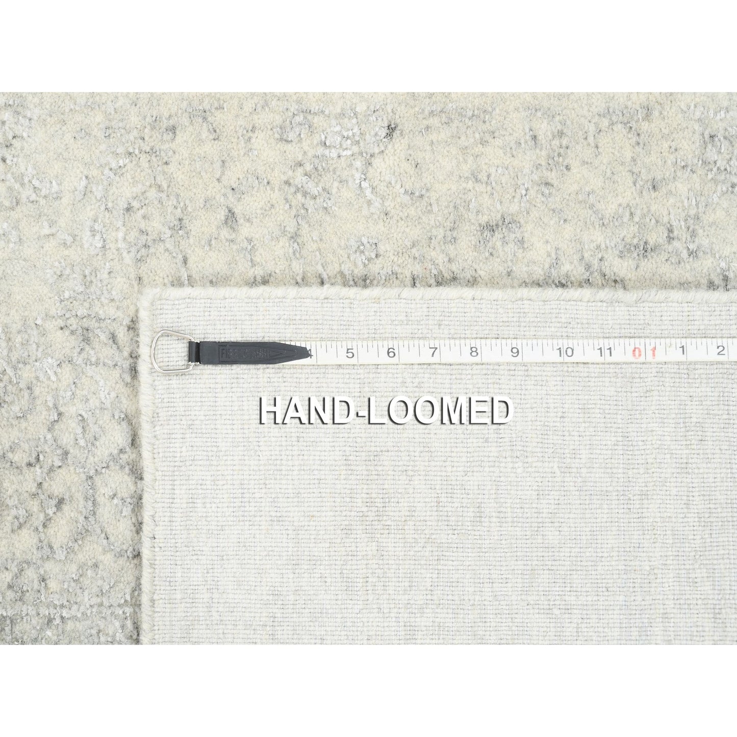 2'6"X10'1" Beige Hand Loomed Wool Silk Fine Jacquard Oriental Runner Rug