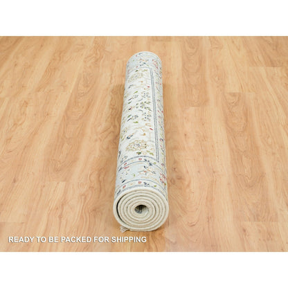 5'X8' Ivory Nain Design 250 Kpsi Natural Wool Hand Knotted Rug