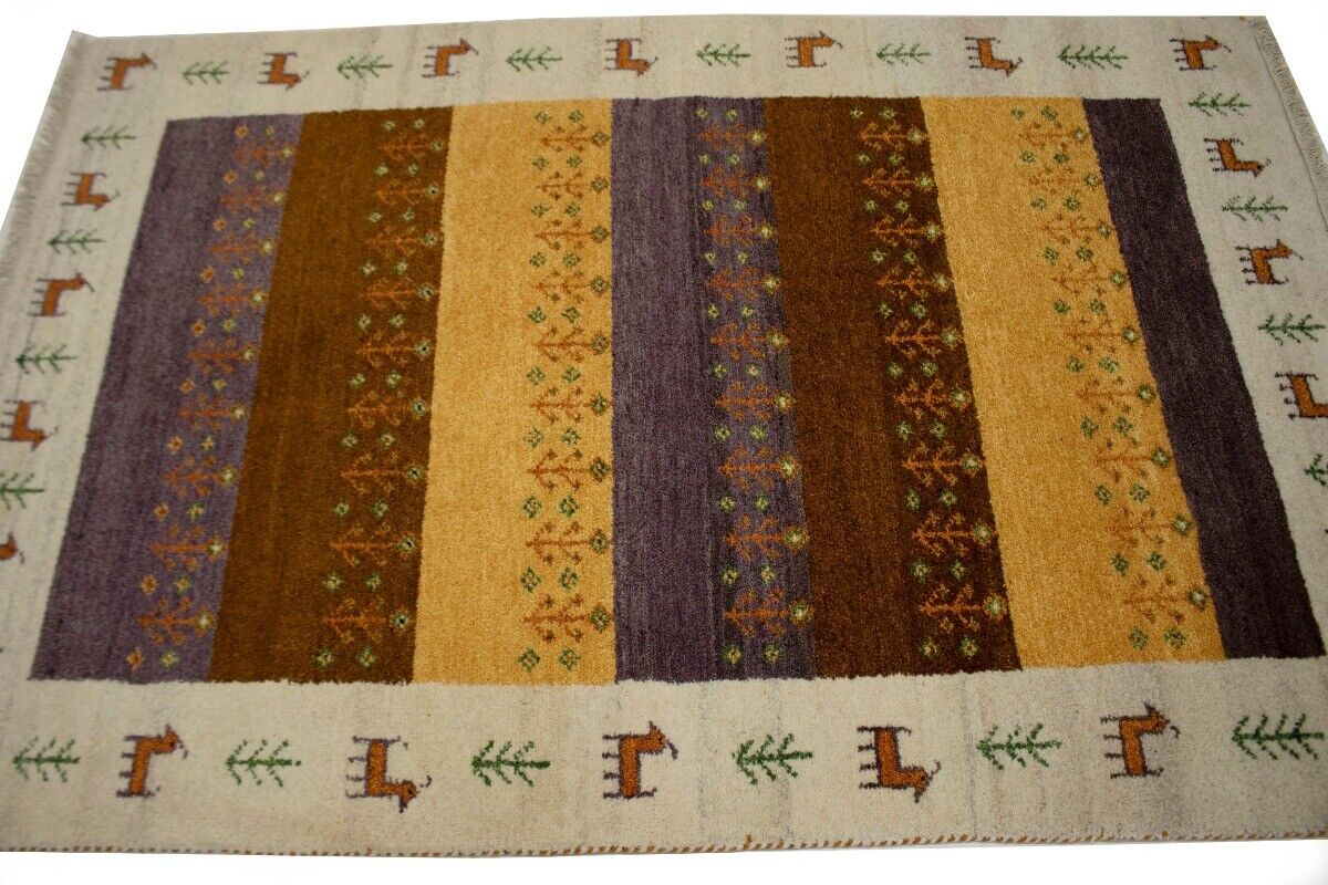 Handmade Indo-Gabbeh Tribal Design Wool Oriental