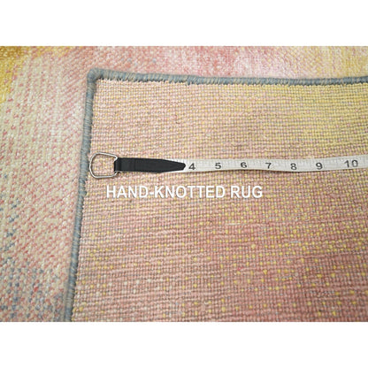 2'X3'1" Pink Pastel Colors Modern Design Wool & Silk Hand Knotted Mat Rug