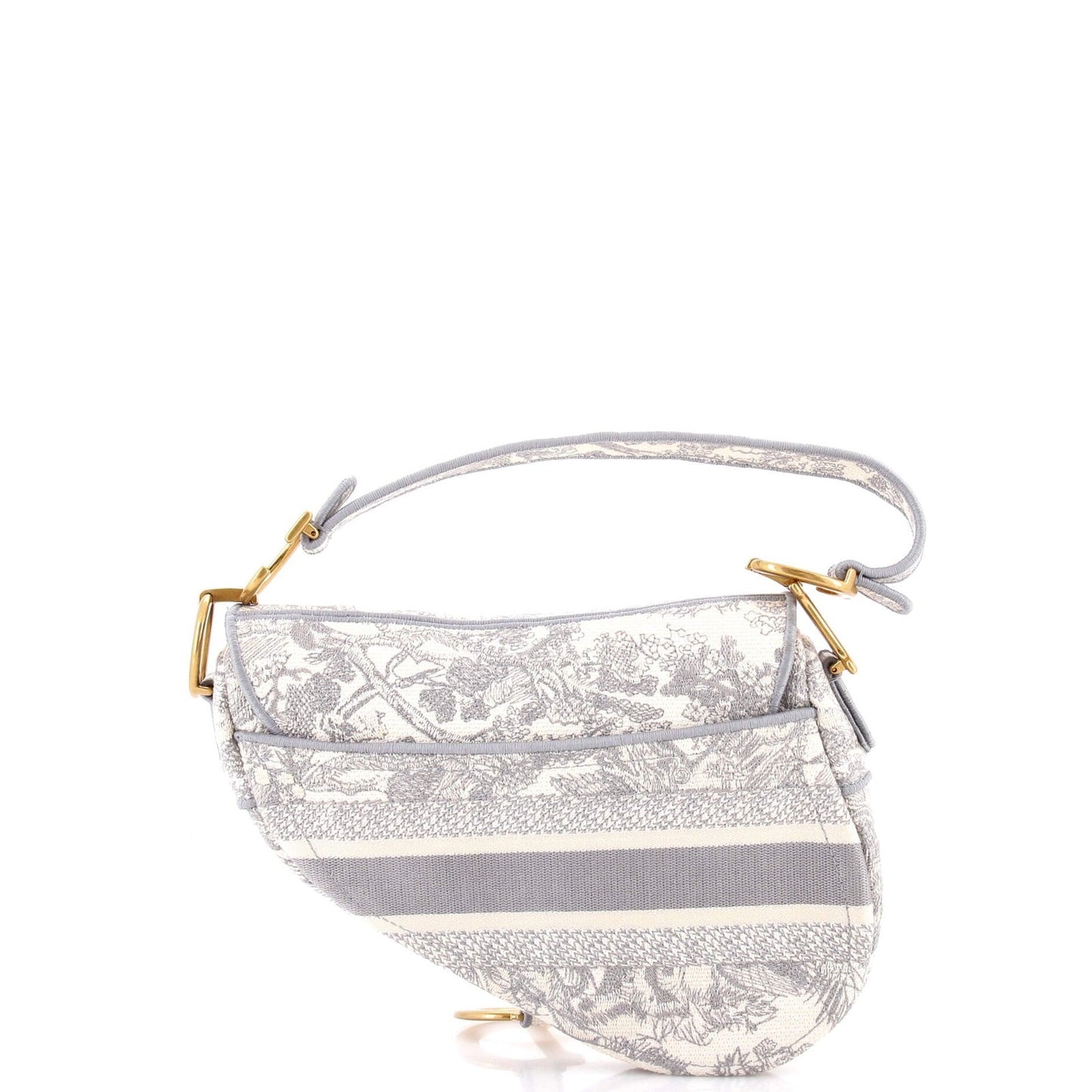 Christian Dior Saddle Bag Logo Embroidered Canvas Medium