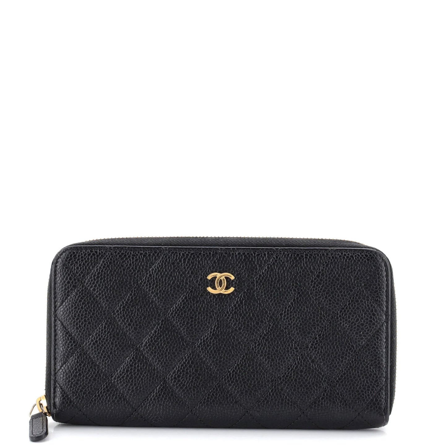 Chanel Zip Around Wallet Quilted Caviar Long