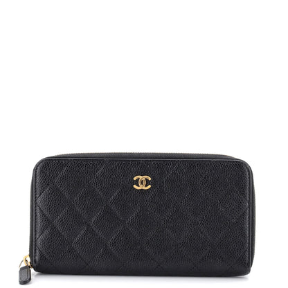 Chanel Zip Around Wallet Quilted Caviar Long