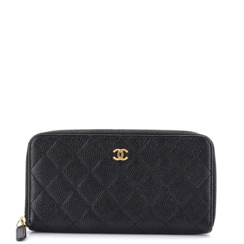 Chanel Zip Around Wallet Quilted Caviar Long