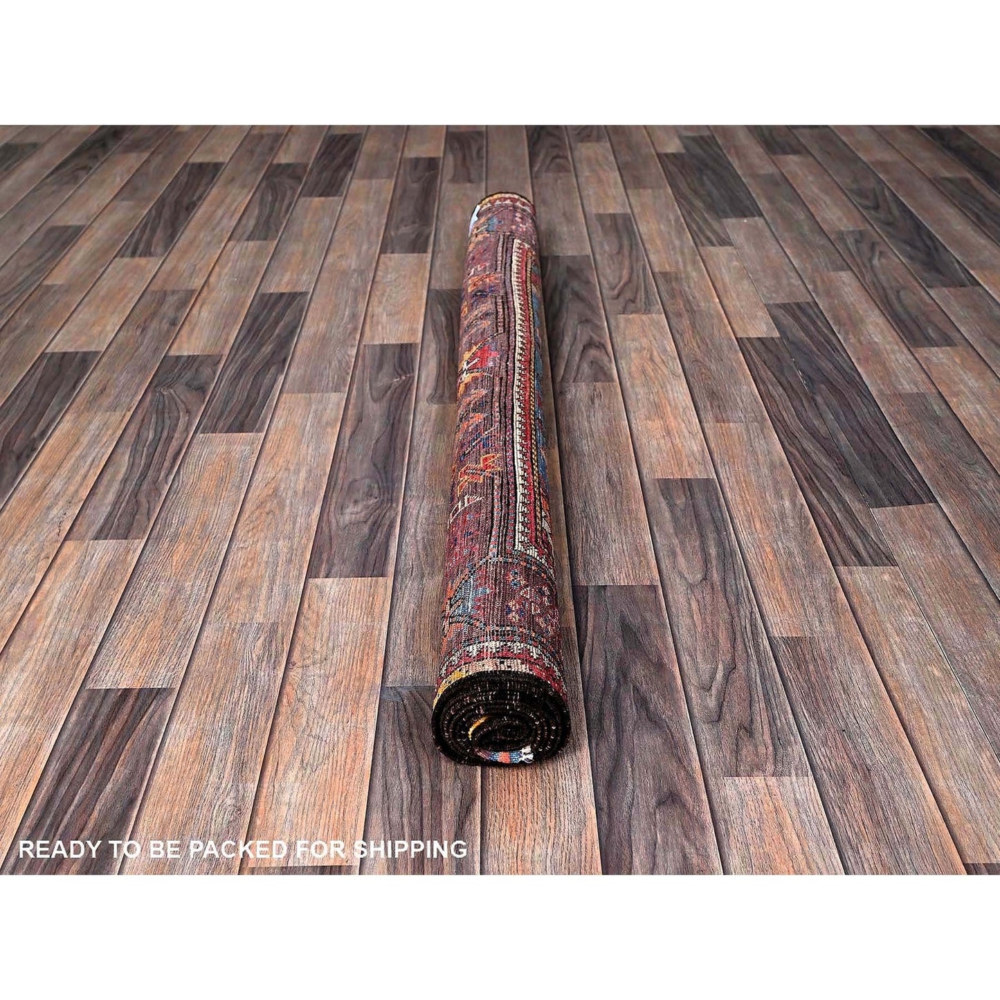 4'3"X5'7" Blue Afghan Caucasian Design Revival Hand Knotted Soft Wool Rug