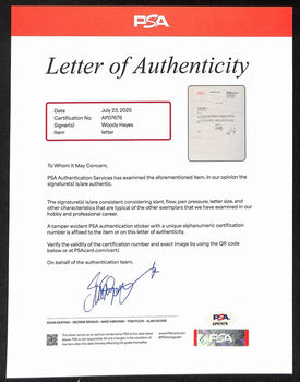 Woody Hayes Signed/Auto 9X11 1982 Tls Letter Ohio State Univ Psa/Dna 198860