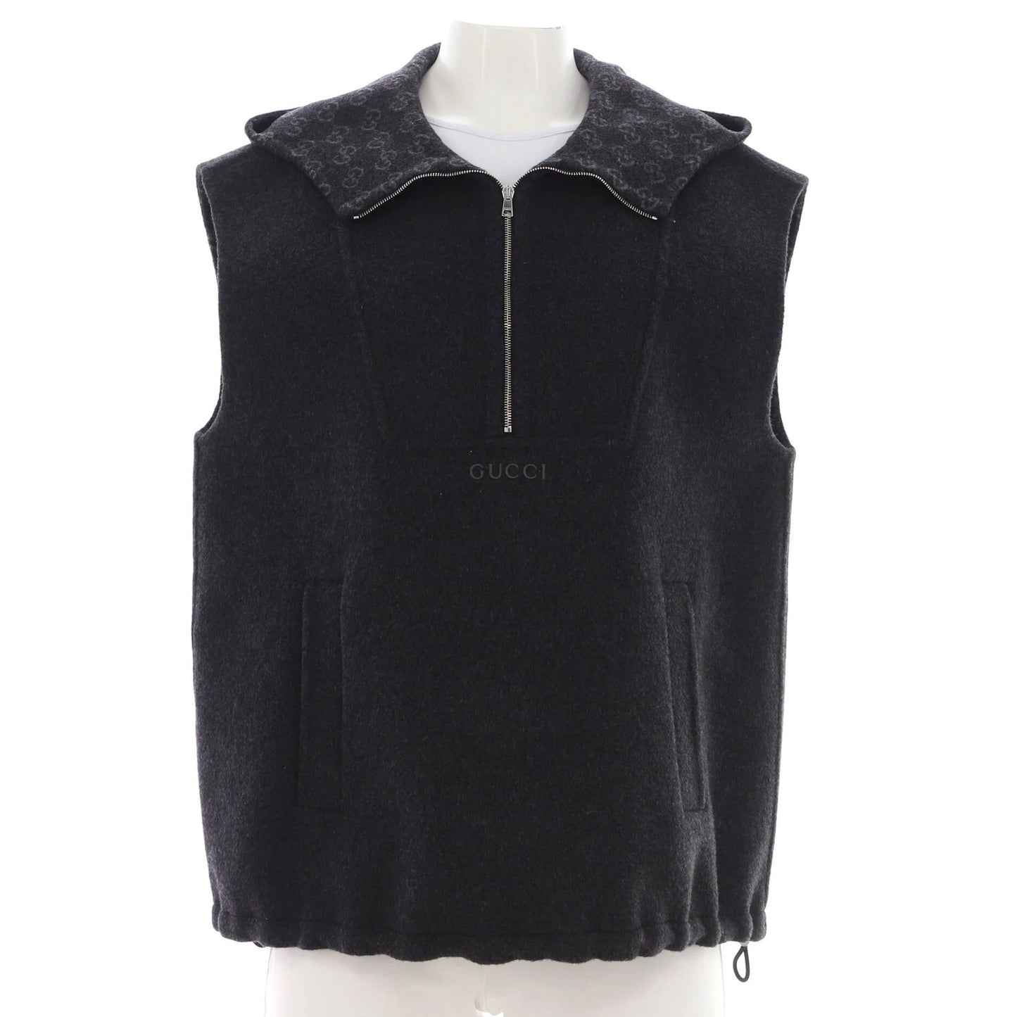 Blend Gucci Women's Logo Zip Hooded Vest Wool