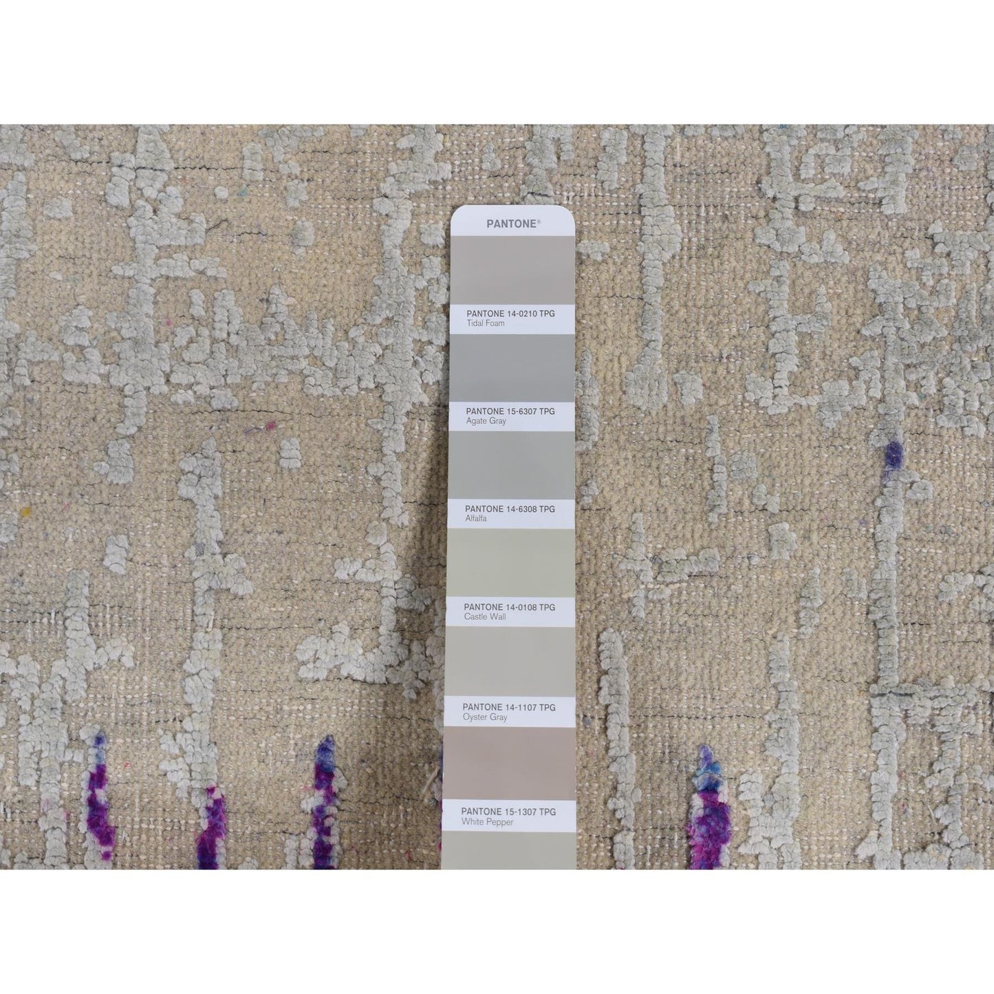 2'7"X14' The Cardiac Sari Silk With Textured Wool Runner Hand Knotted Rug