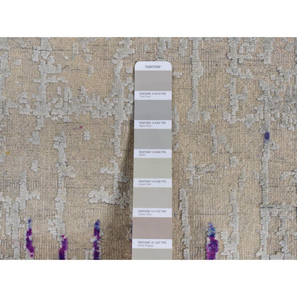 2'7"X14' The Cardiac Sari Silk With Textured Wool Runner Hand Knotted Rug