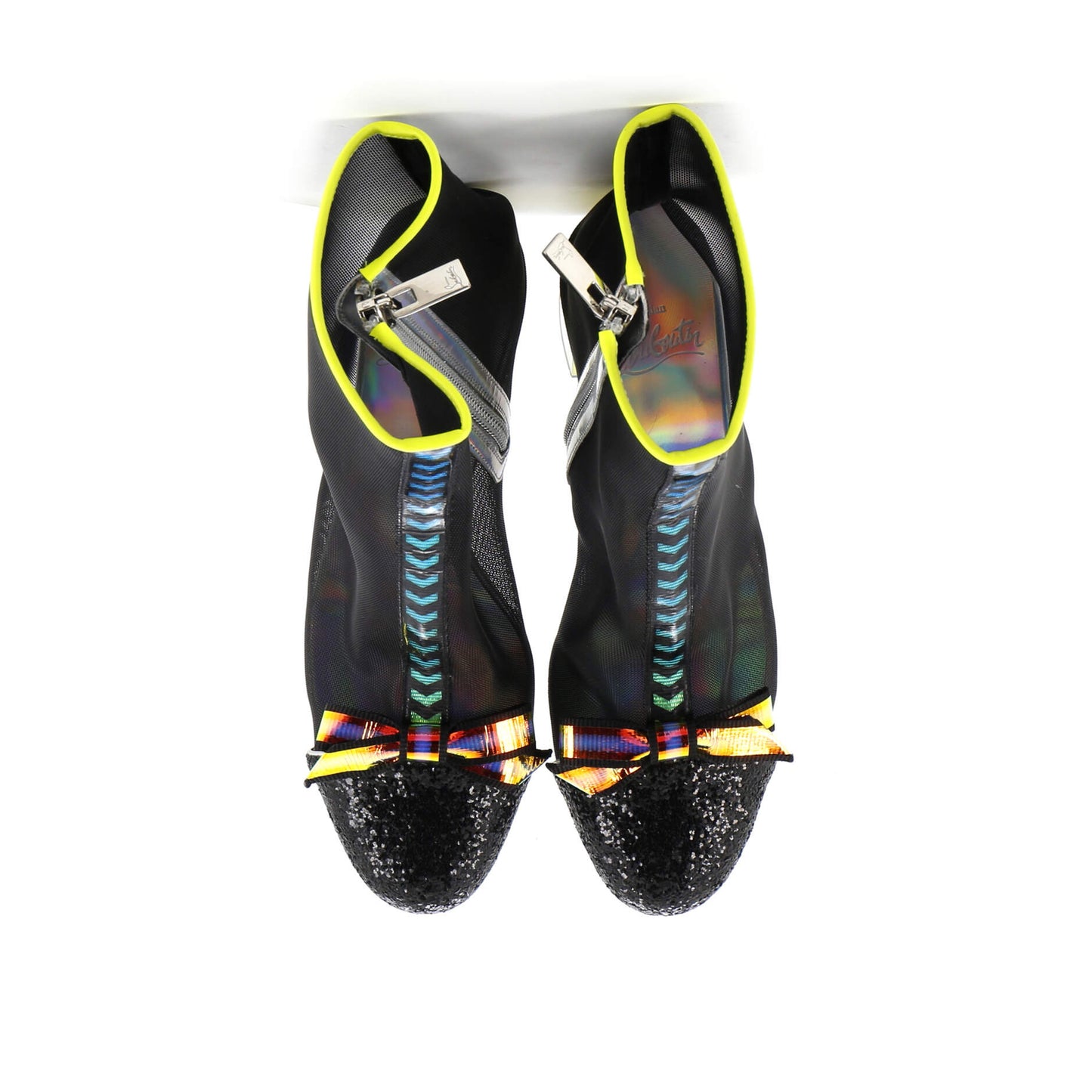 Christian Louboutin Women'S Checkypoint Booties Mesh And Patent 55