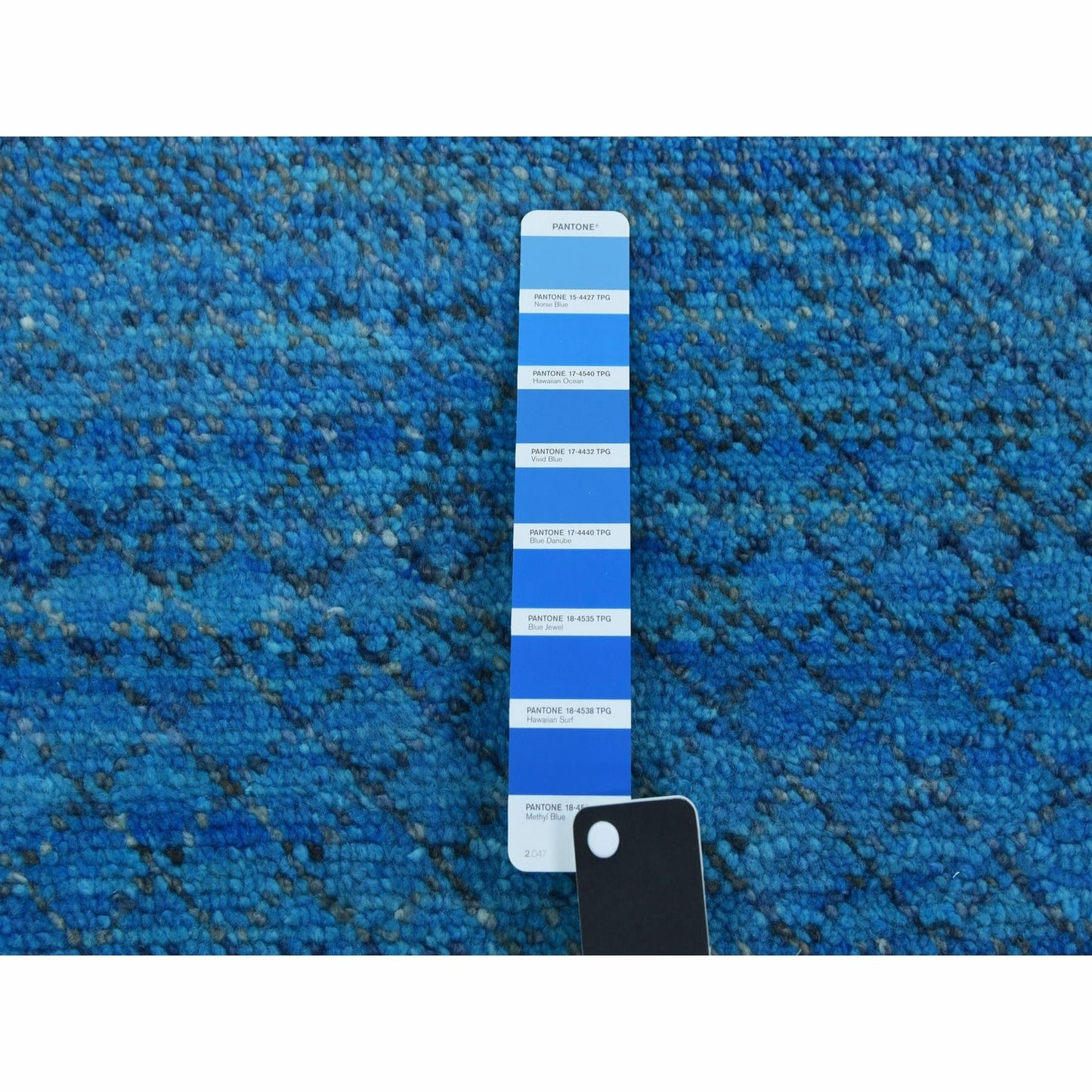 9'1"X11'10" Blue Pure Wool Hand Knotted Modern Chiaroscuro Collection Rug