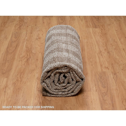 9'3"X12' Ivory Line Design Flat Weave Undyed Natural Wool Hand Woven Rug