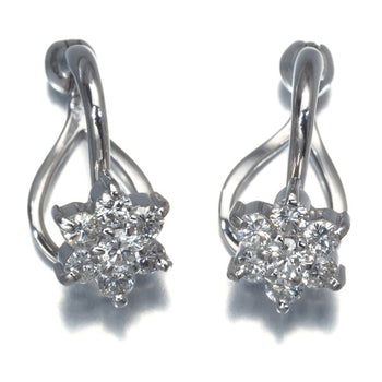Diamond Flower Earrings 14K 585 White Gold