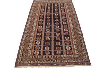 Hand-Knotted Purple-Navy Pictorial Sumak Oriental
