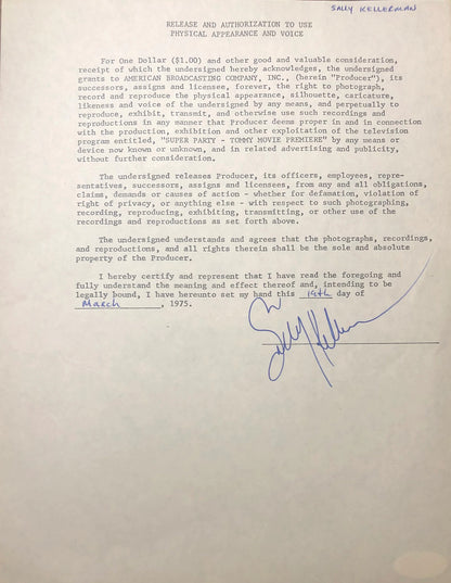Sally Kellerman Autographed Contract (Jsa)