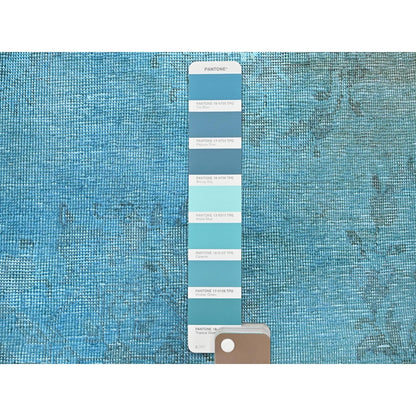 2'5"X9'10" Blue Overdyed Vintage Zoroastrian Hand Knotted Wool Runner Rug
