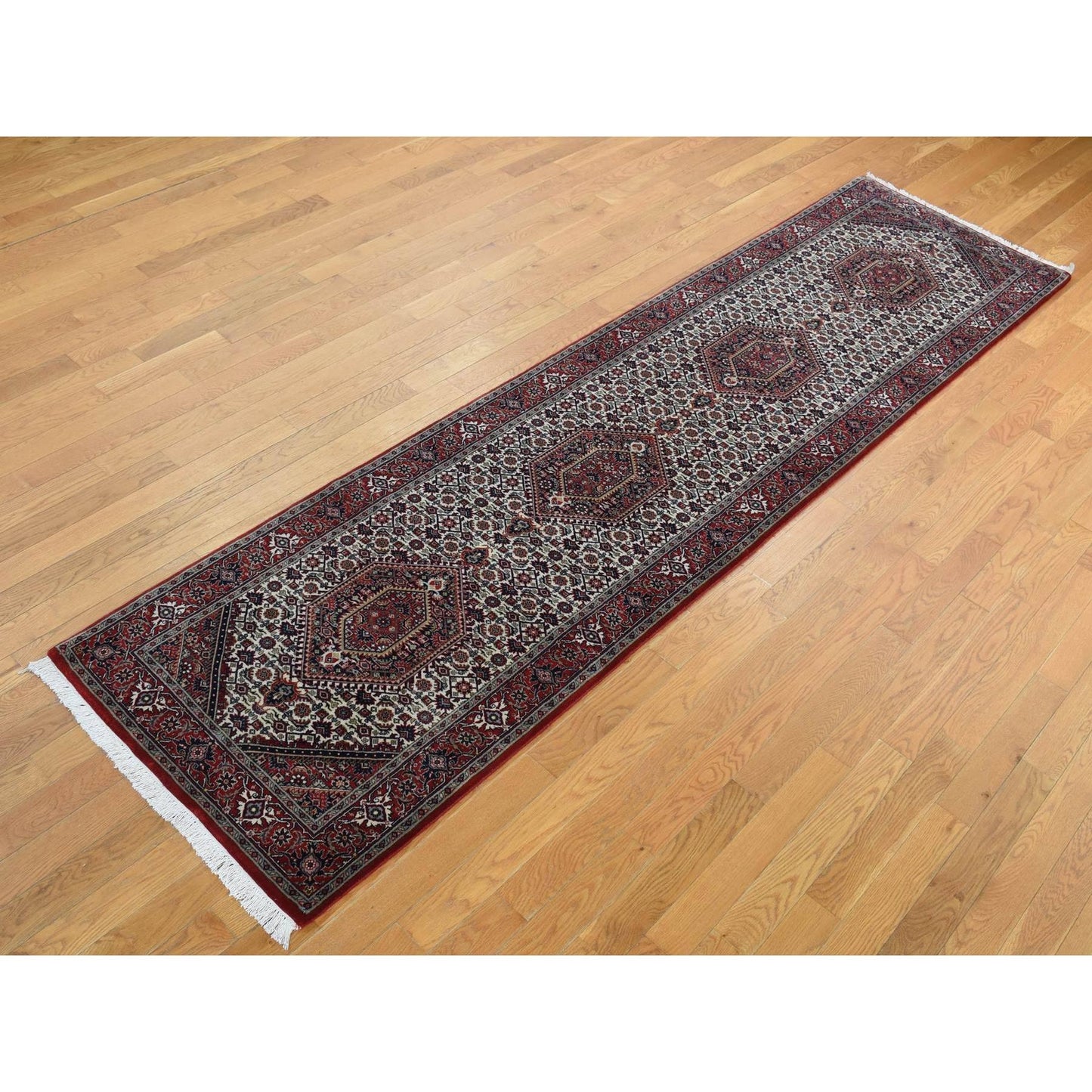 2'9"X11'4" Ivory Hand Knotted 300 Kpsi Wool Bejar Mahi Runner Rug