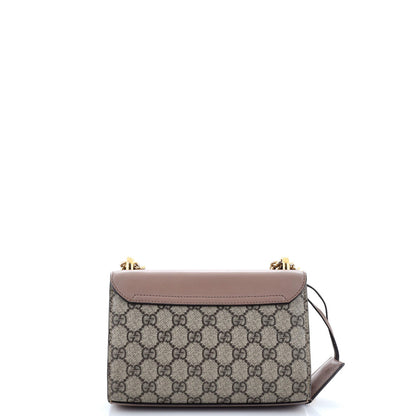 Gucci Pearly Padlock Shoulder Bag Gg Coated Canvas With Studded Leather Small