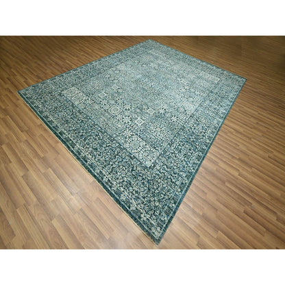 8'X10'1" Turkish Blue Pre Historic Mamluk Design Hand Knotted Wool Rug