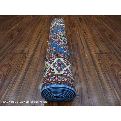 2'8"X8' Battleship Gray Hand Knotted Super Kazak Wool Xl Runner Rug