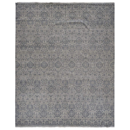 11'10"X14'9" Gray Jewellery Design Pure Wool Hand Knotted Oversized Rug