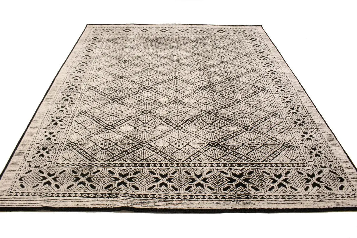 8X10 Modern Oriental Rug Geometric Design with High-Low Relief Decor Carpet
