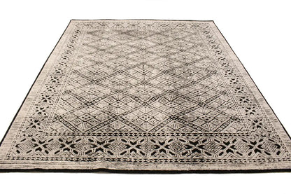 8X10 Modern Oriental Rug Geometric Design with High-Low Relief Decor Carpet