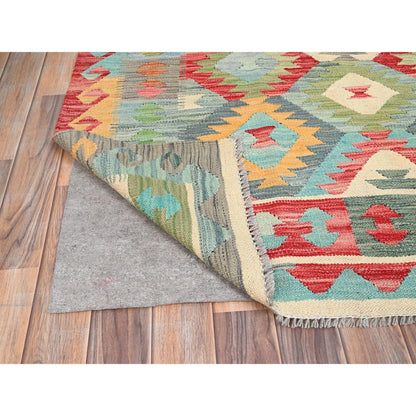 6'7"X9'9" Colorful Soft Wool Hand Woven Afghan Kilim Reversible Rug
