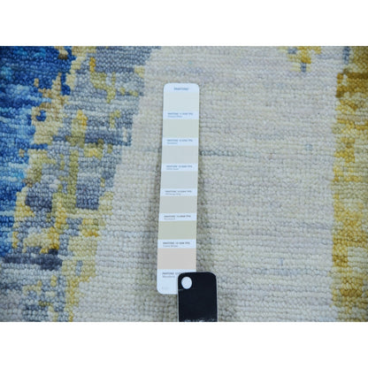 10'2"X13'8" Ivory Colorful Modern Abstract Design Hand Knotted Wool Rug