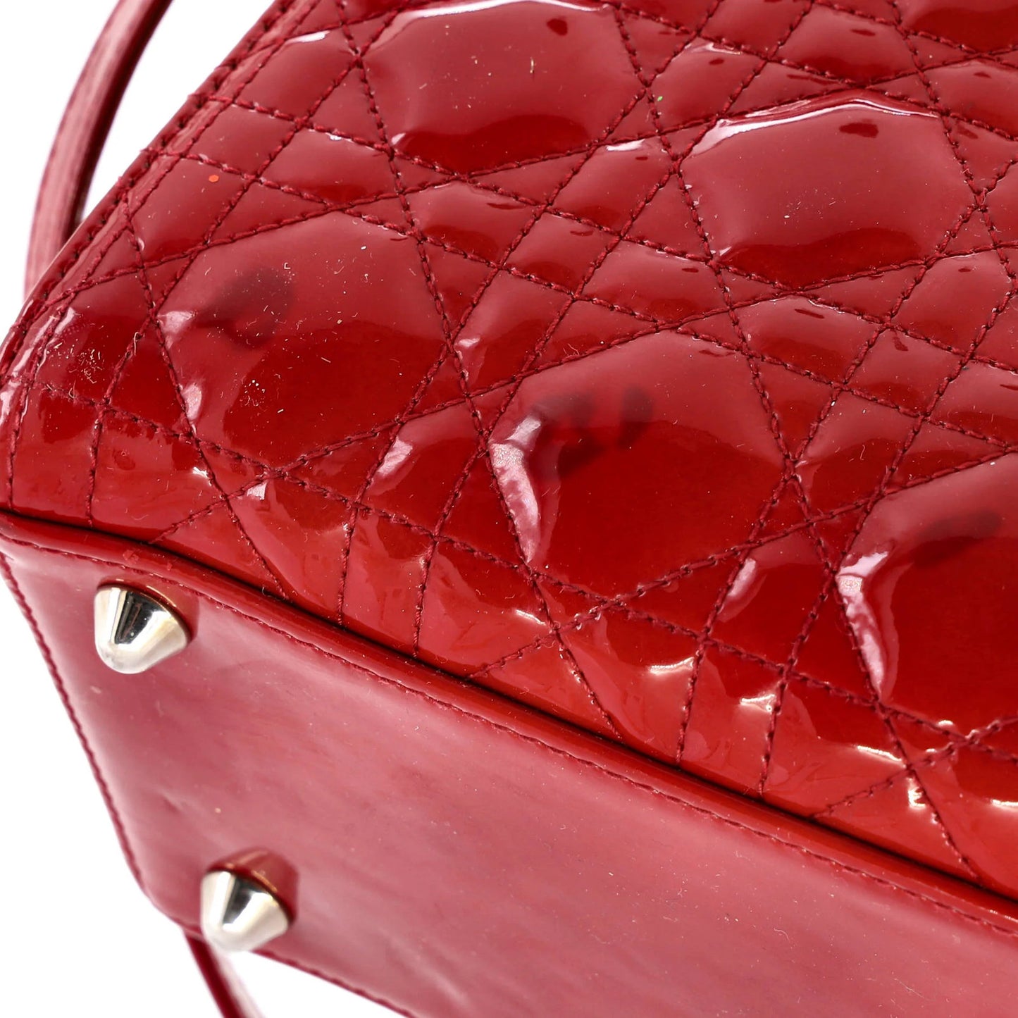 Christian Dior Vintage Lady Dior Bag Cannage Quilt Patent Large