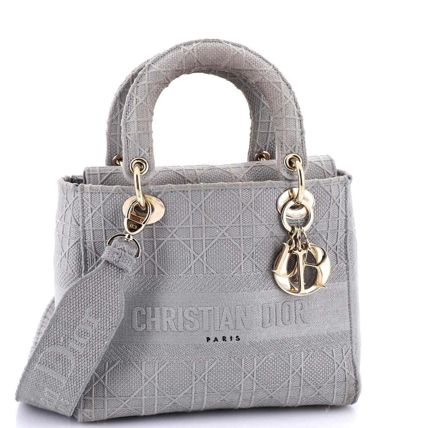 Christian Dior Lady D-Lite Bag Cannage Embroidered Canvas Medium