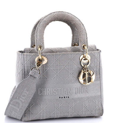 Christian Dior Lady D-Lite Bag Cannage Embroidered Canvas Medium