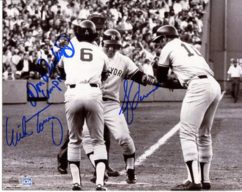 Dent Torrez & Denkinger Autographed 1978 Tie Breaker Ny Yankees 8X10 Photo