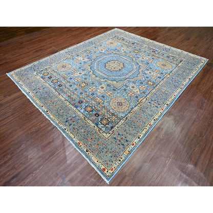 8'X9'8" Blue 14Th Century Mamluk Dynasty Pattern Hand Knotted Wool Rug