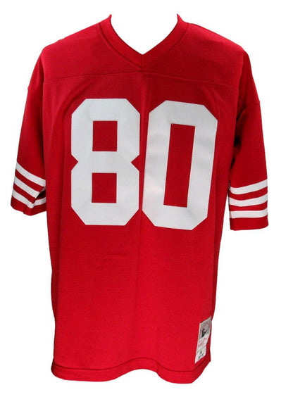 Jerry Rice Hof Autographed Red Mitchell & Ness Football Jersey 49Ers Fanatics