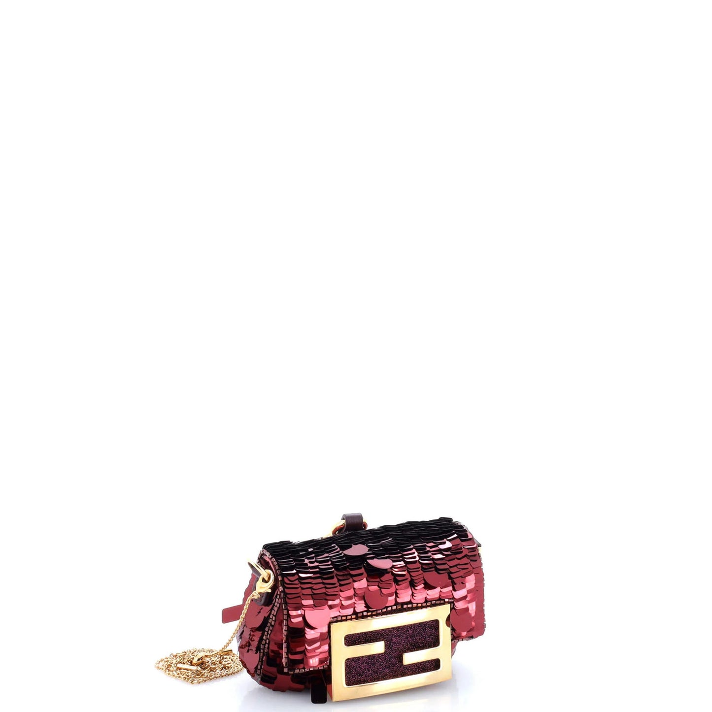 Fendi Chain Baguette Charm Bag Sequins Nano