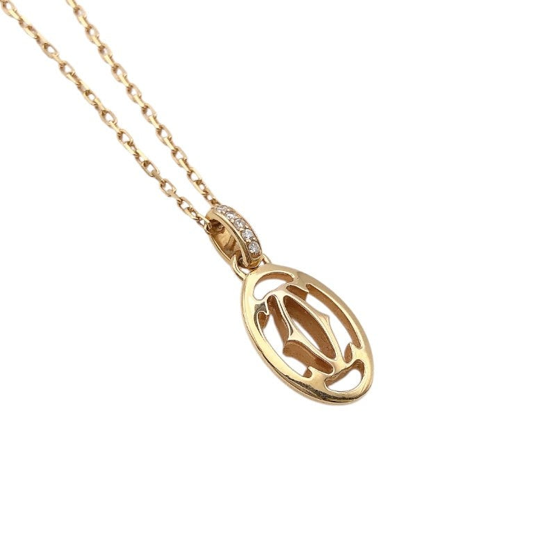 Cartier Logo Double Diamond Necklace 750Pg